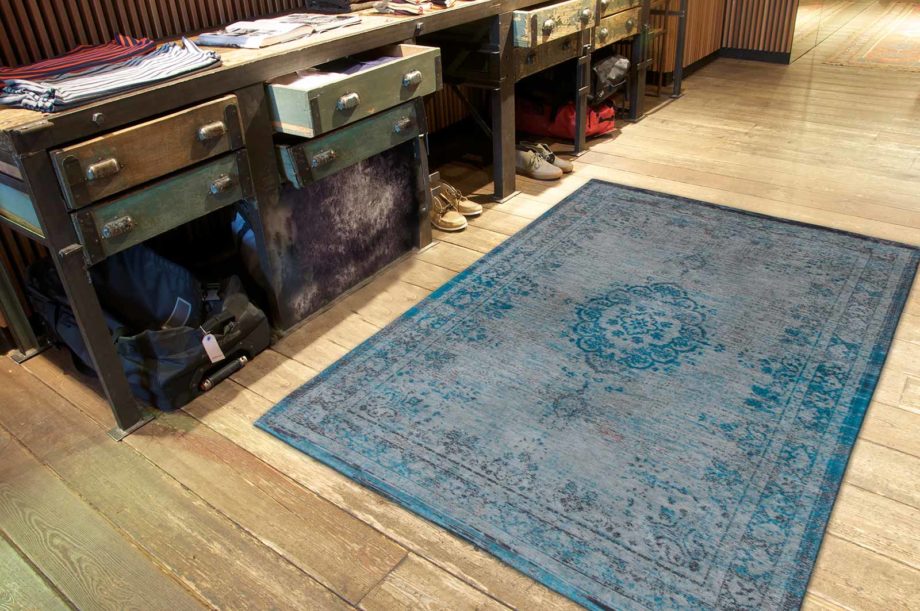 rugs Louis De Poortere LX8255 Fading World Medaillon Grey Turquoise interior