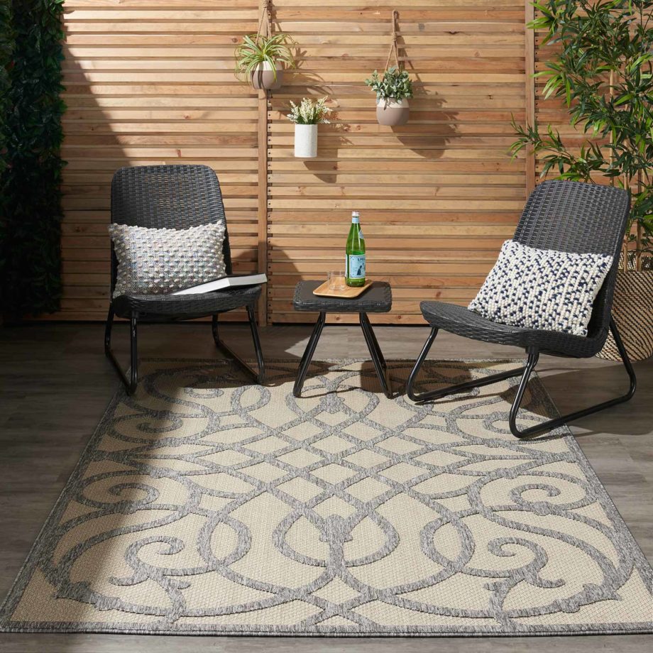 Nourison rug COZUMEL CZM04 CRMGRY CREAM GREY 5X7 099446768599 interior 1 outdoor