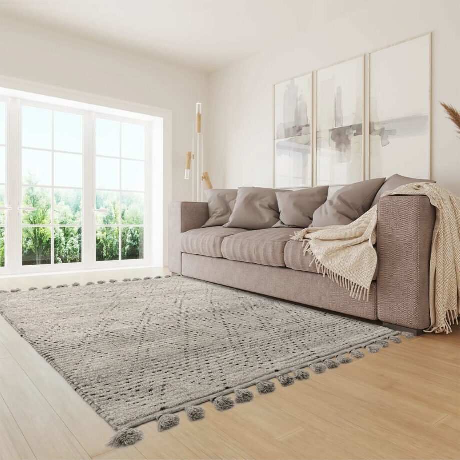 Asiatic Nepal grey black diamond rug ls sq
