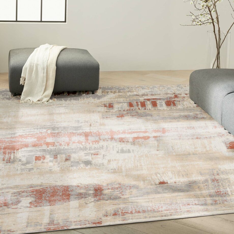 Calvin Klein rug Enchanting CK005 ECH02 GYRUS GREY RUST 8x10 099446869821 interior 1