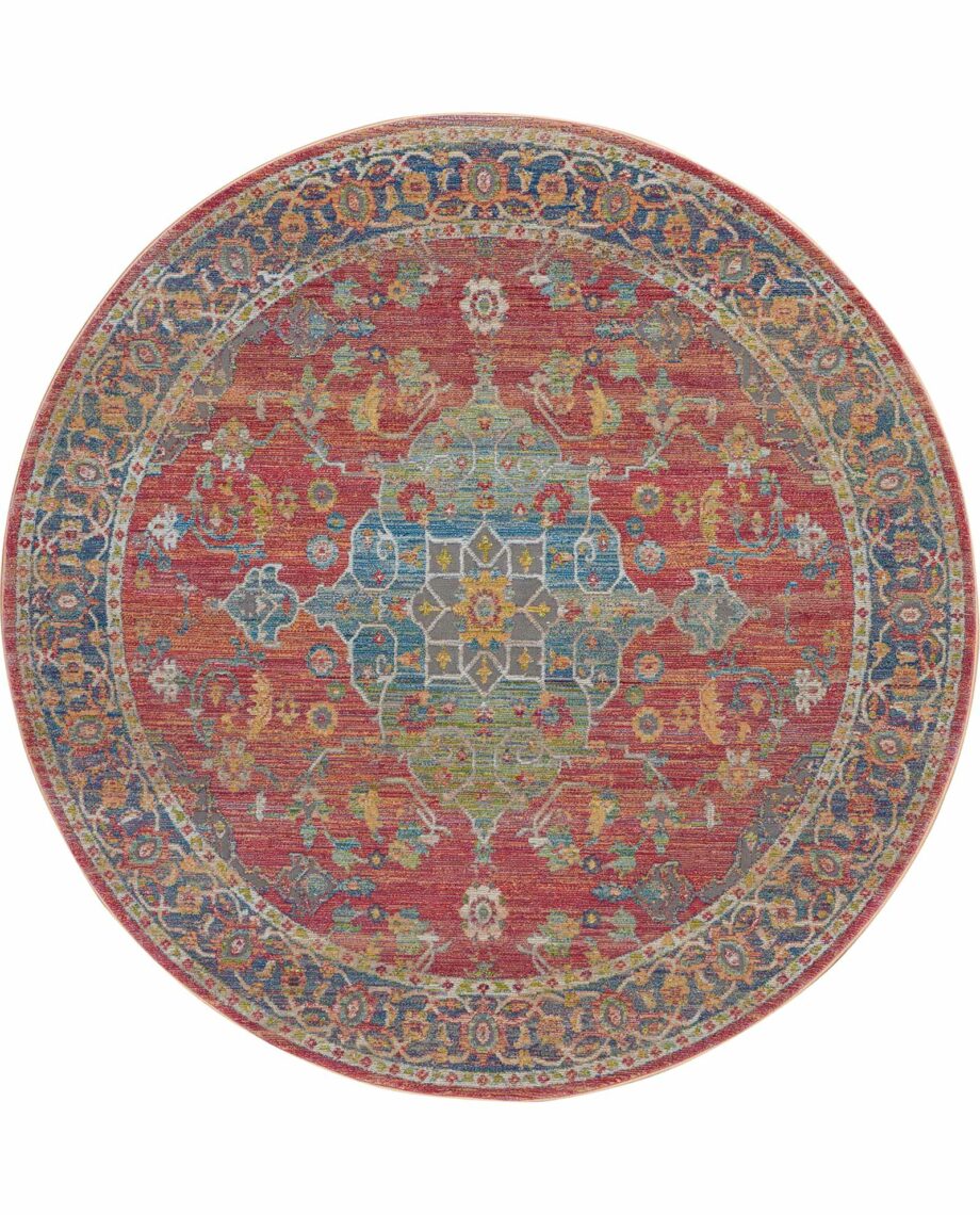 Nourison rug Ankara Global ANR01 MULTI 6xRND 099446456373 flat C