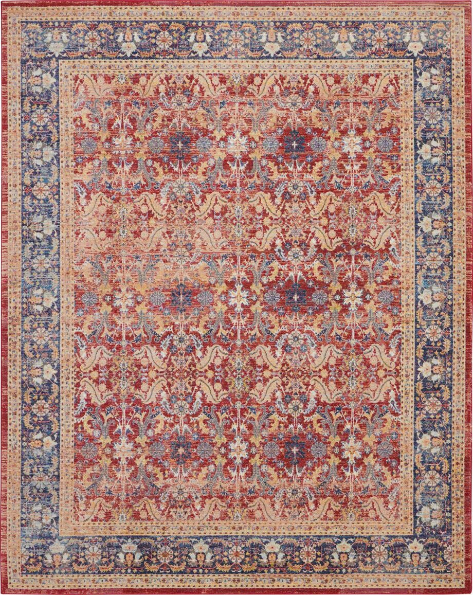 Nourison rug Ankara Global ANR02 RED 9x12 099446456502 flat