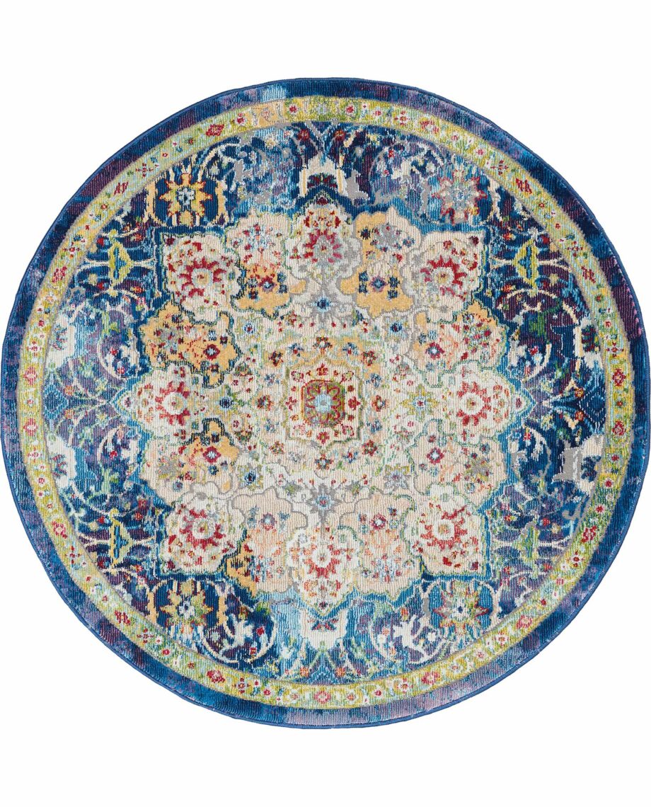 Nourison rug Ankara Global ANR03 BLUE 4xRND 099446456571 flat C