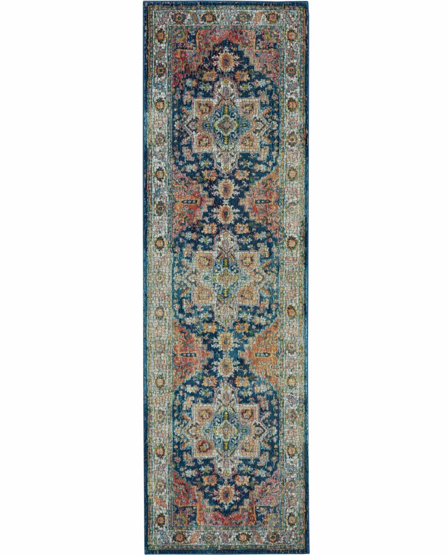 Nourison rug Ankara Global ANR11 BLUMT BLUE MULTICOLOR 2x6 099446498014 flat C