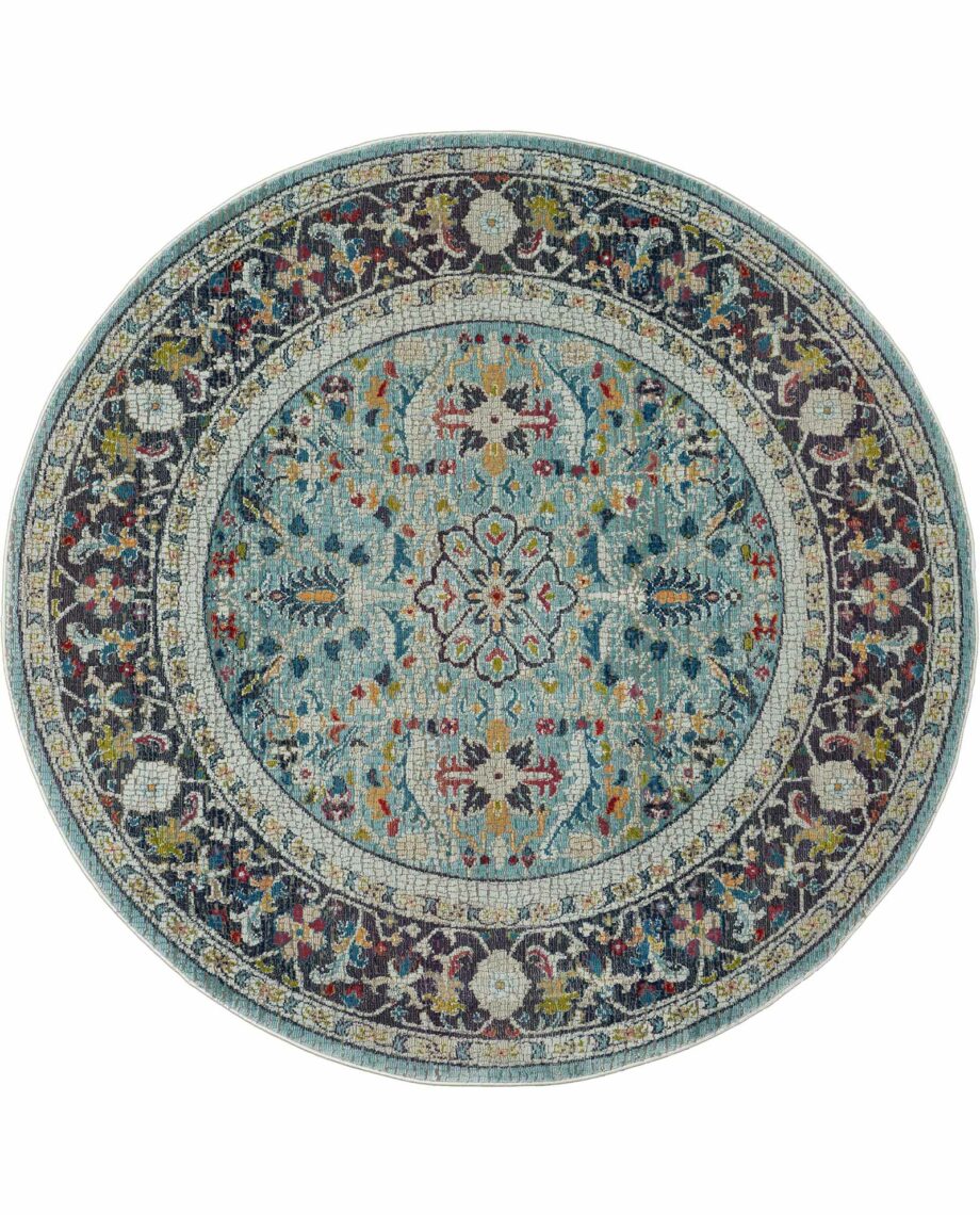Nourison rug Ankara Global ANR14 TEAL MULTI 4xRND 099446498427 flat C