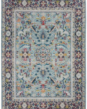 Nourison rug Ankara Global ANR14 TEAL MULTI 5x8 099446498441 flat C