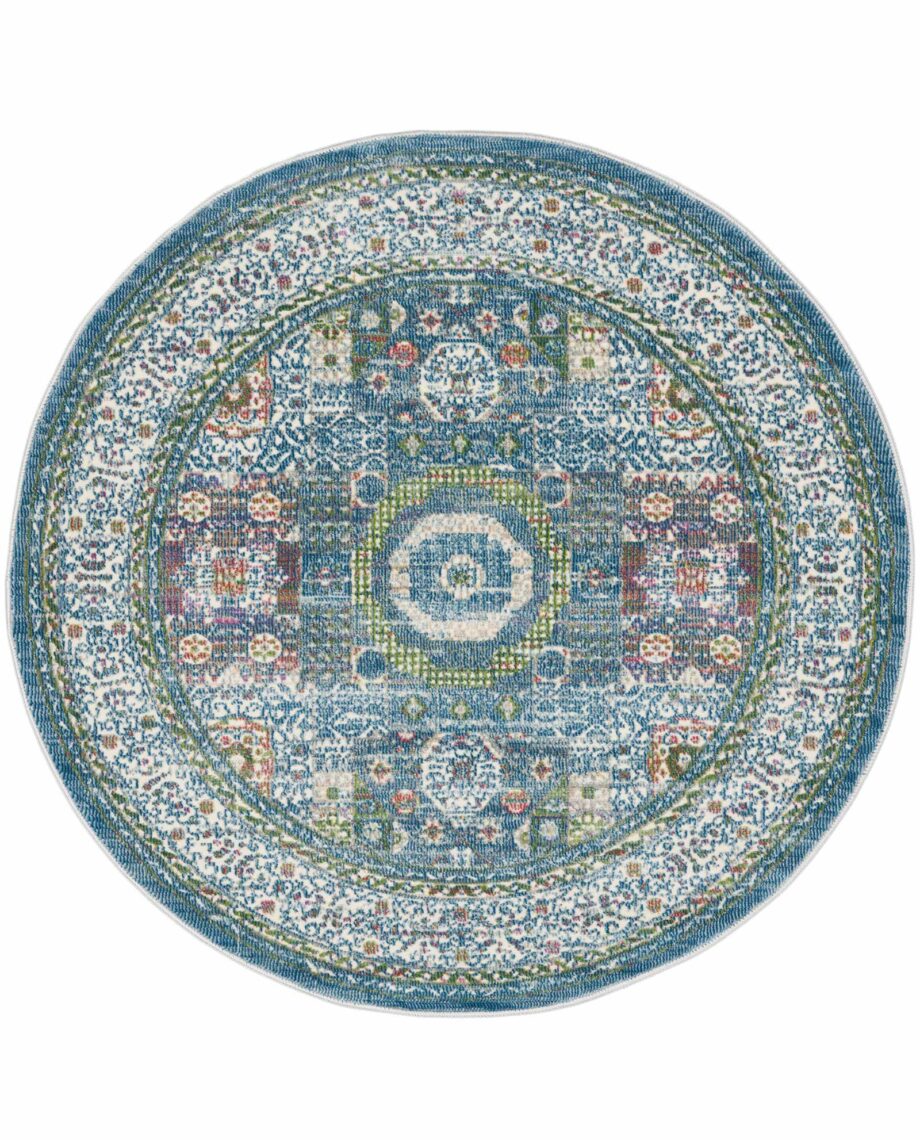 Nourison rug Ankara Global ANR17 IVLTB IVORY LIGHT BLUE 4xRND 099446855848