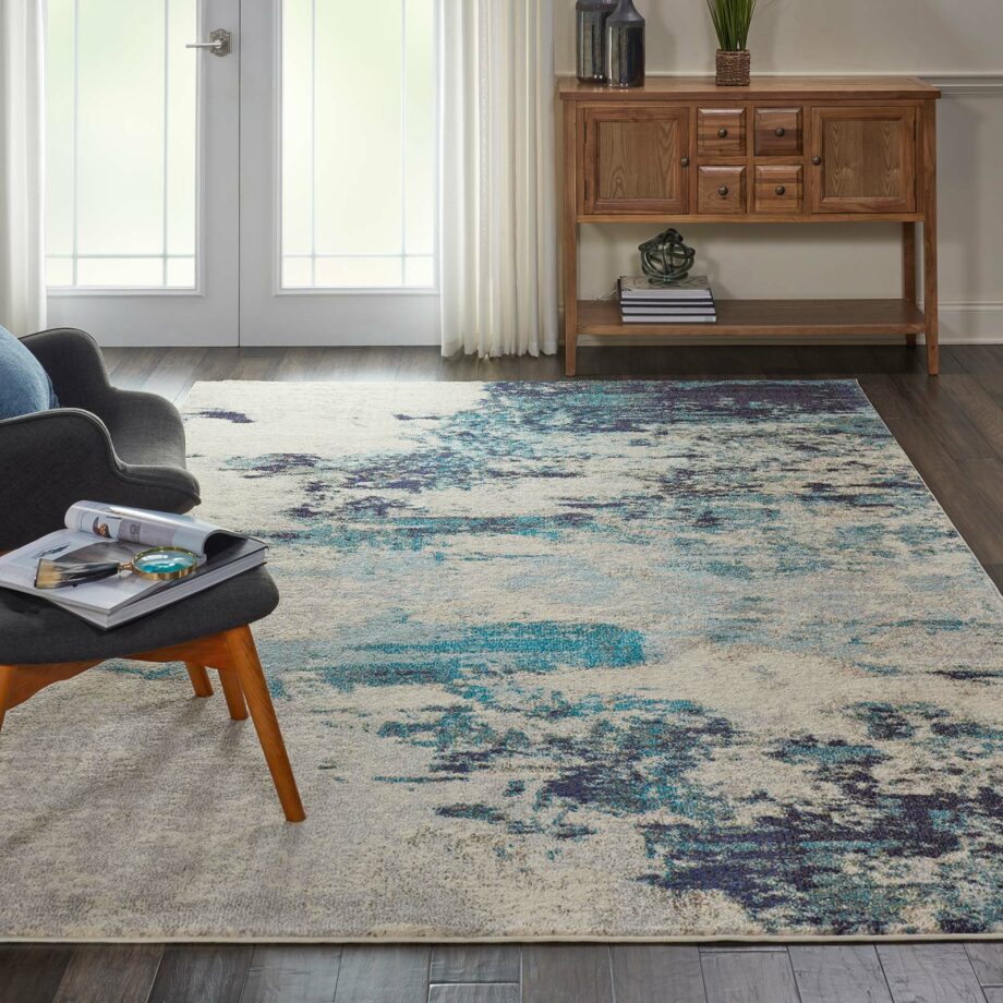 Nourison rug Celestial CES02 IVTBL IVORY TEAL BLUE 7x10 099446764126 interior 1 C