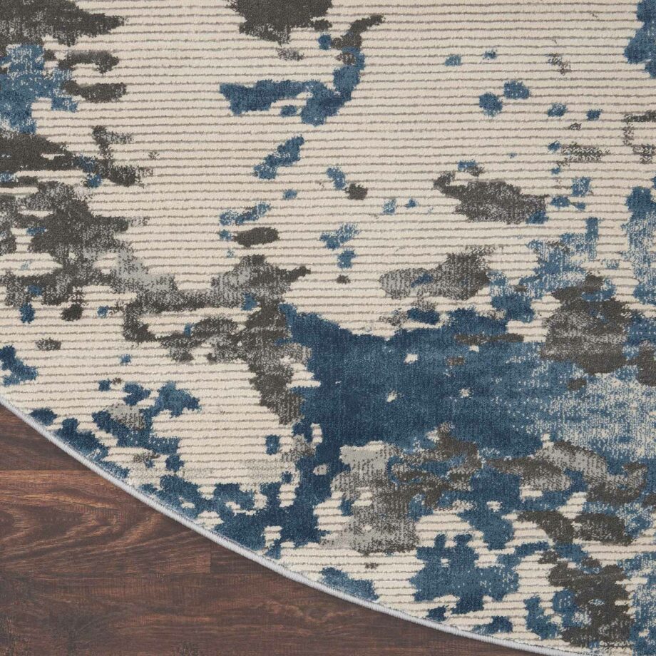 Nourison rug Rustic Textures RUS08 GRYBL GREY BLUE 8XRND 099446836021 CR