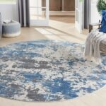 Nourison rug Rustic Textures RUS08 GRYBL GREY BLUE 8XRND 099446836021 interior 1