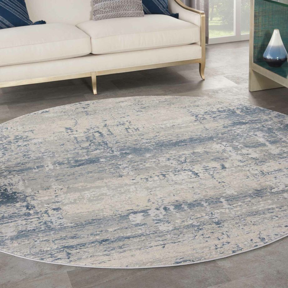 Nourison rug Rustic Textures RUS10 IVBLU IVORY BLUE 8XRND 099446836045 interior 1