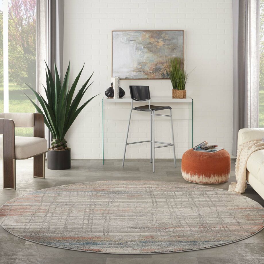 Nourison rug Rustic Textures RUS12 GRYMT GREY MULTICOLOR 8XRND 099446836069 interior 3