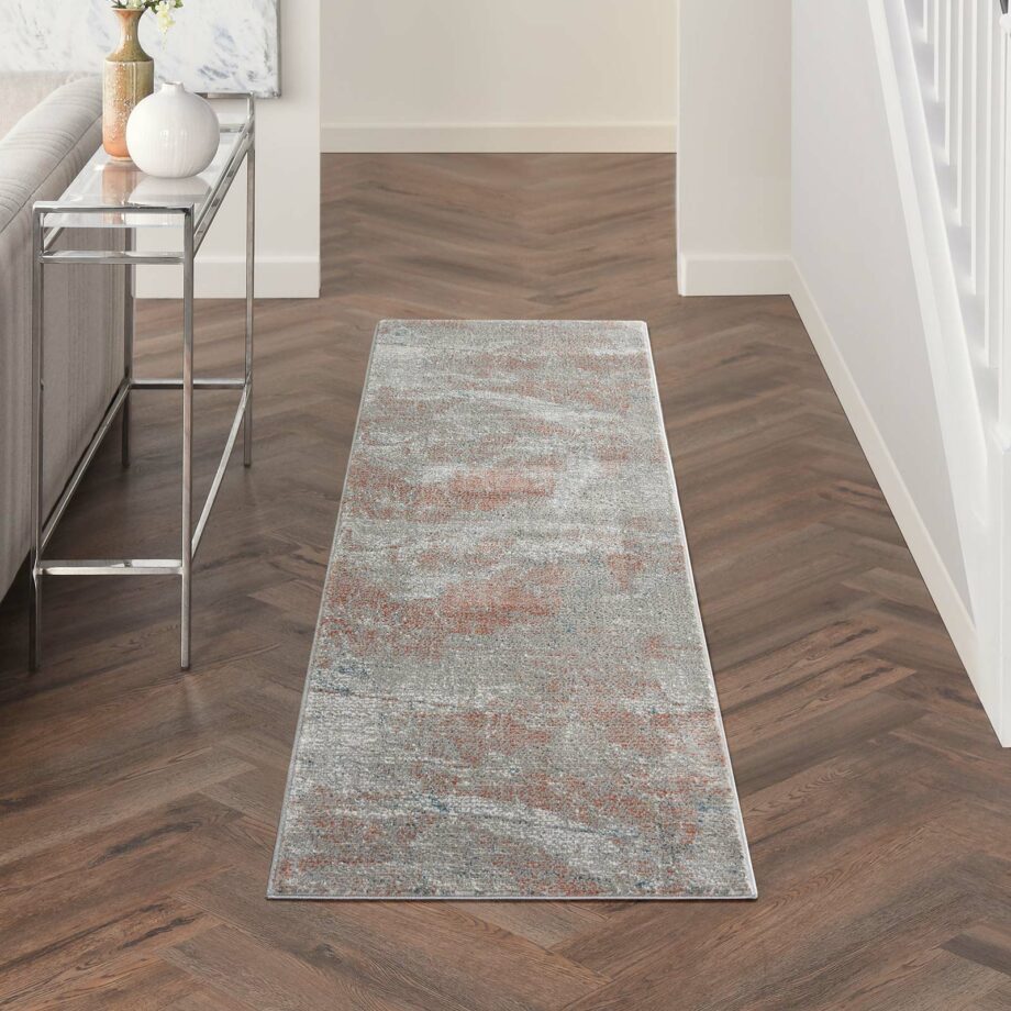 Nourison rug Rustic Textures RUS15 LGYRS LIGHT GREY RUST 2x8 099446799319 interior 1