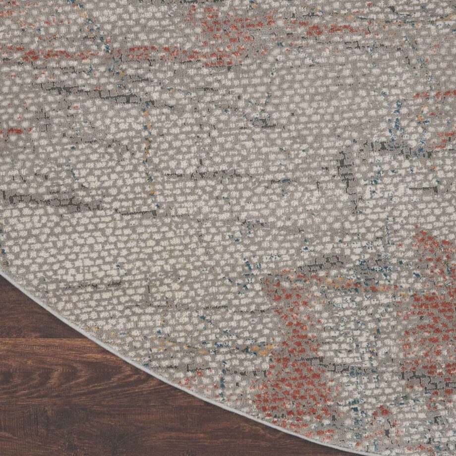 Nourison rug Rustic Textures RUS15 LGYRS LIGHT GREY RUST 8XRND 099446836151 CR