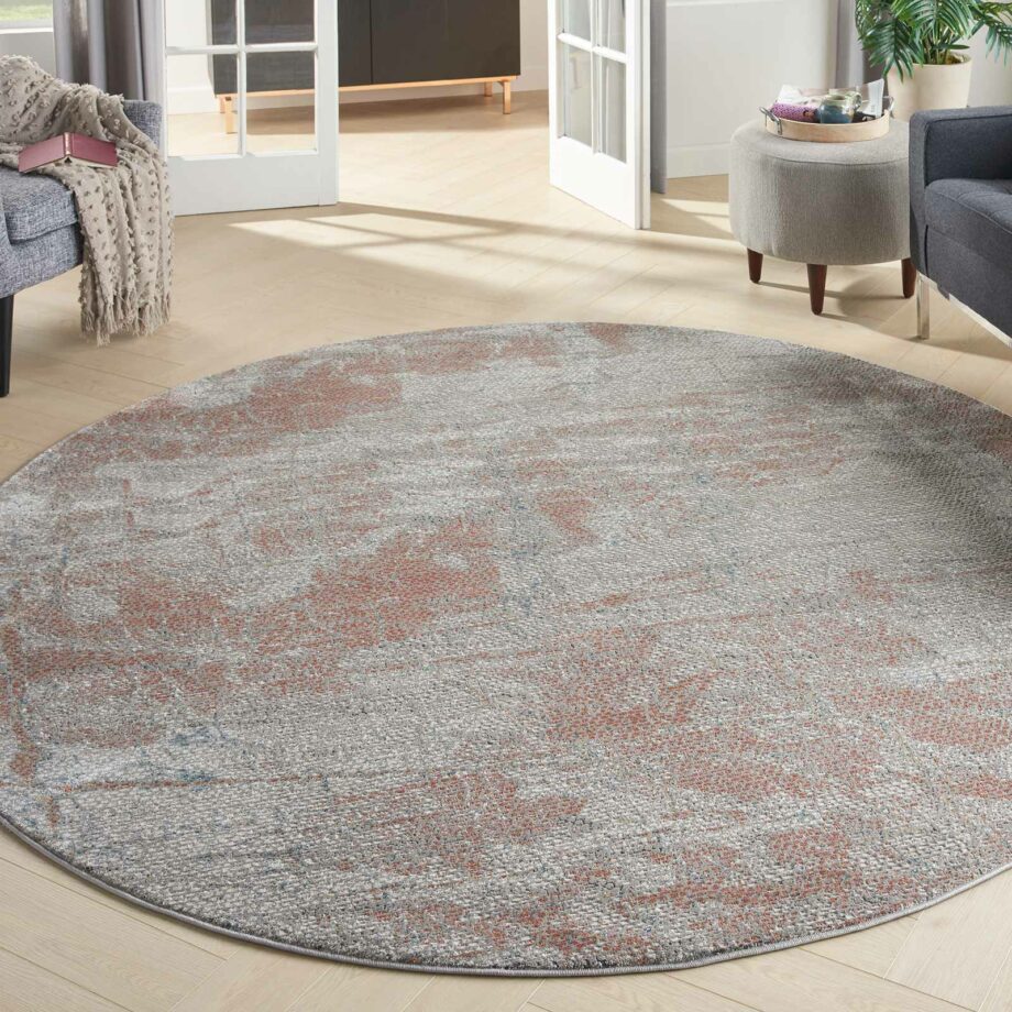 Nourison rug Rustic Textures RUS15 LGYRS LIGHT GREY RUST 8XRND 099446836151 interior 1