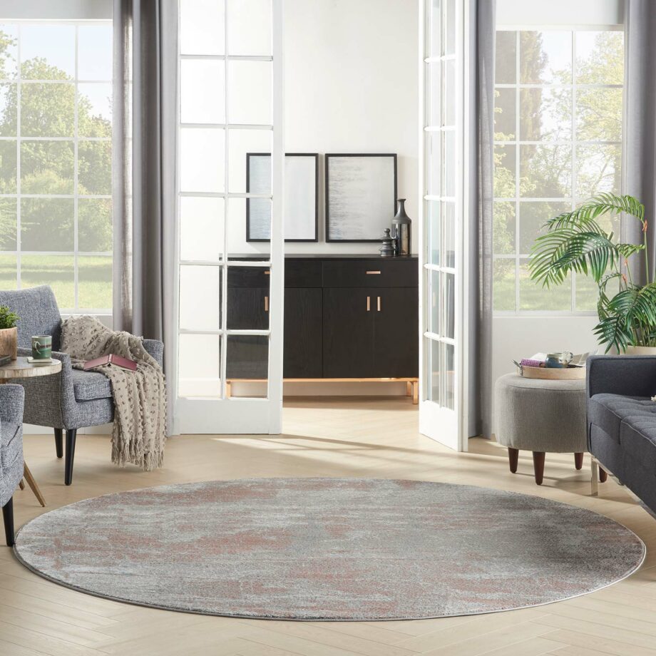 Nourison rug Rustic Textures RUS15 LGYRS LIGHT GREY RUST 8XRND 099446836151 interior 3