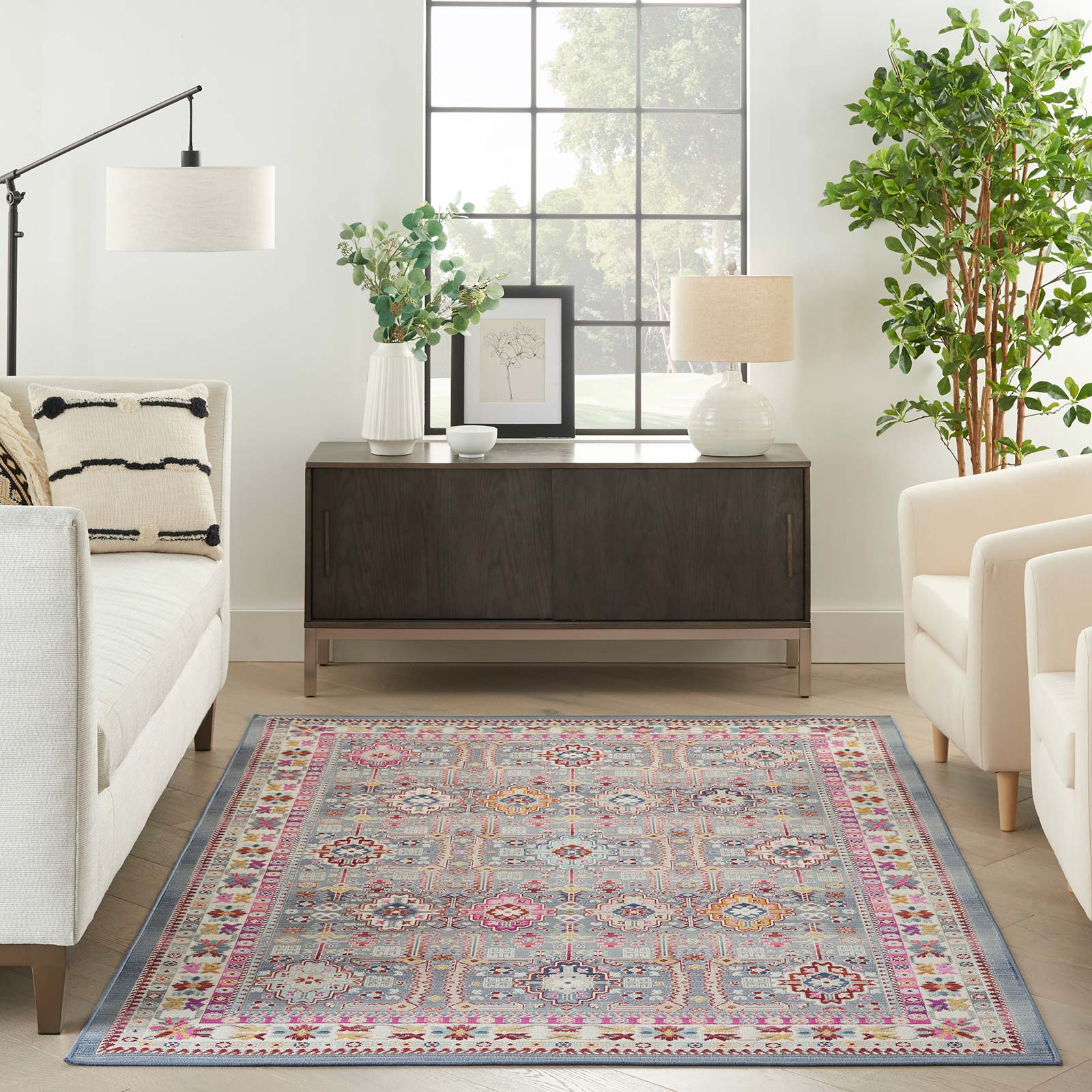Nourison rug Vintage Kashan VKA05 GYMTC GREY MULTICOLOR 5X8 099446811837 interior 3
