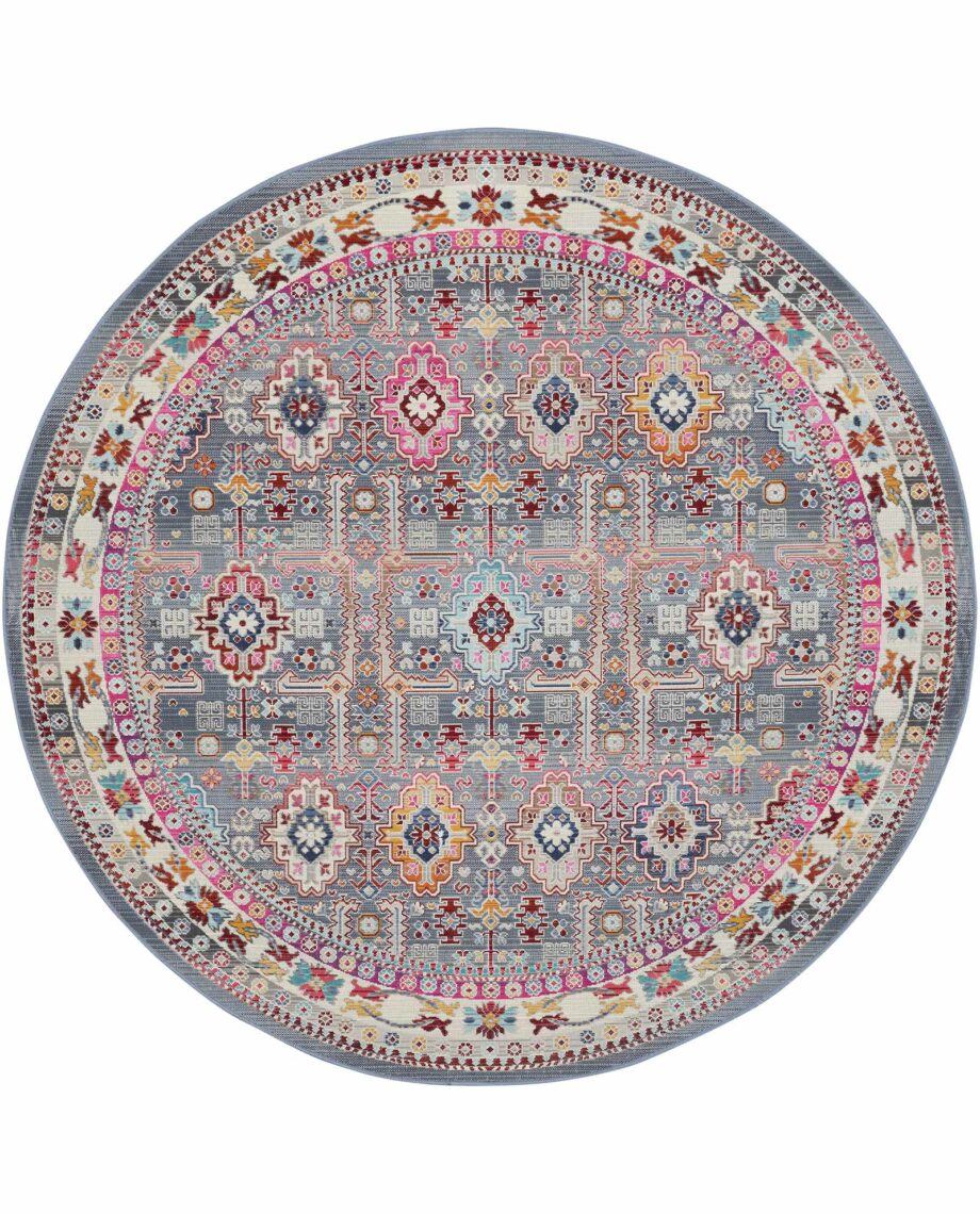 Nourison rug Vintage Kashan VKA05 GYMTC GREY MULTICOLOR 6xRND 099446811844