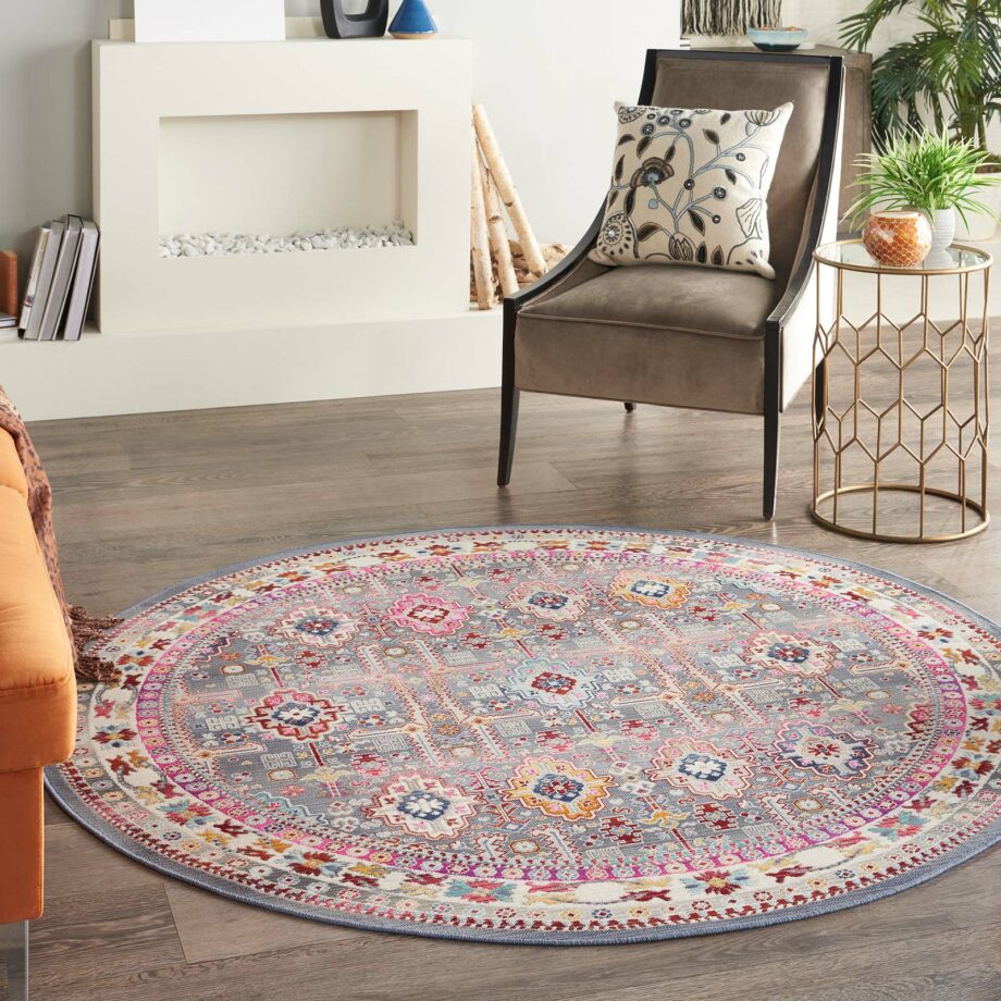 Nourison rug Vintage Kashan VKA05 GYMTC GREY MULTICOLOR 6xRND 099446811844 interior 1
