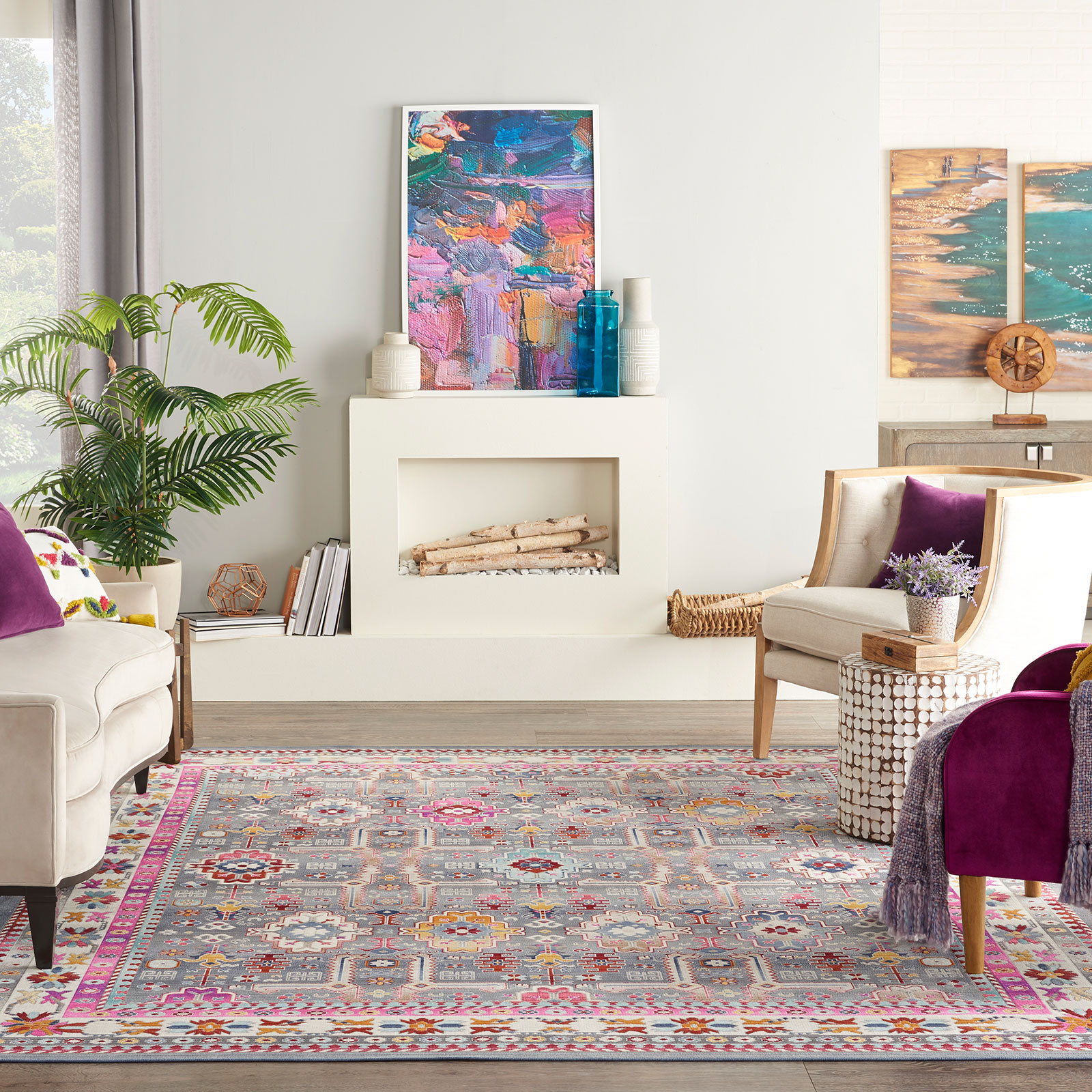 Nourison rug Vintage Kashan VKA05 GYMTC GREY MULTICOLOR 8×10 099446811851 interior 3
