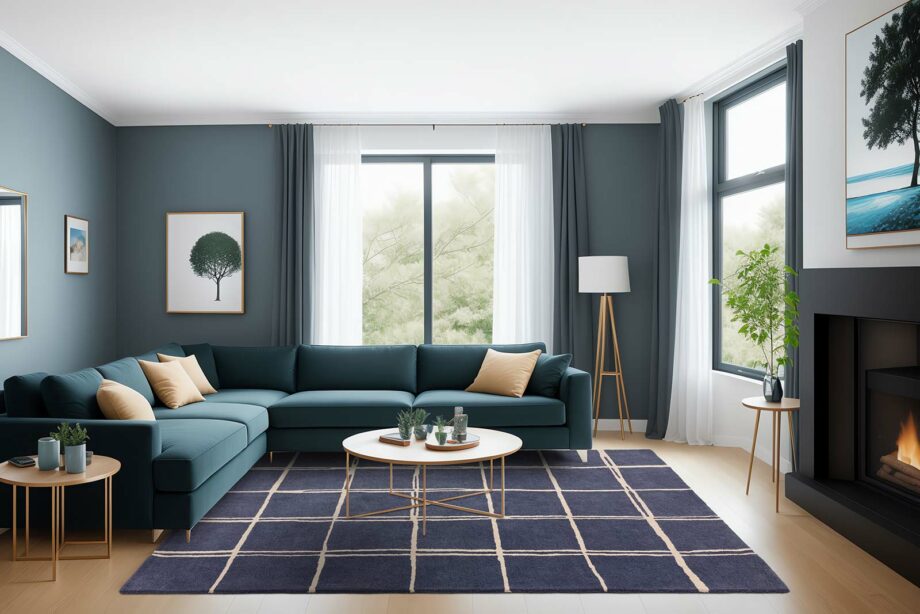 Asiatic rug Albany Grid Marine interior