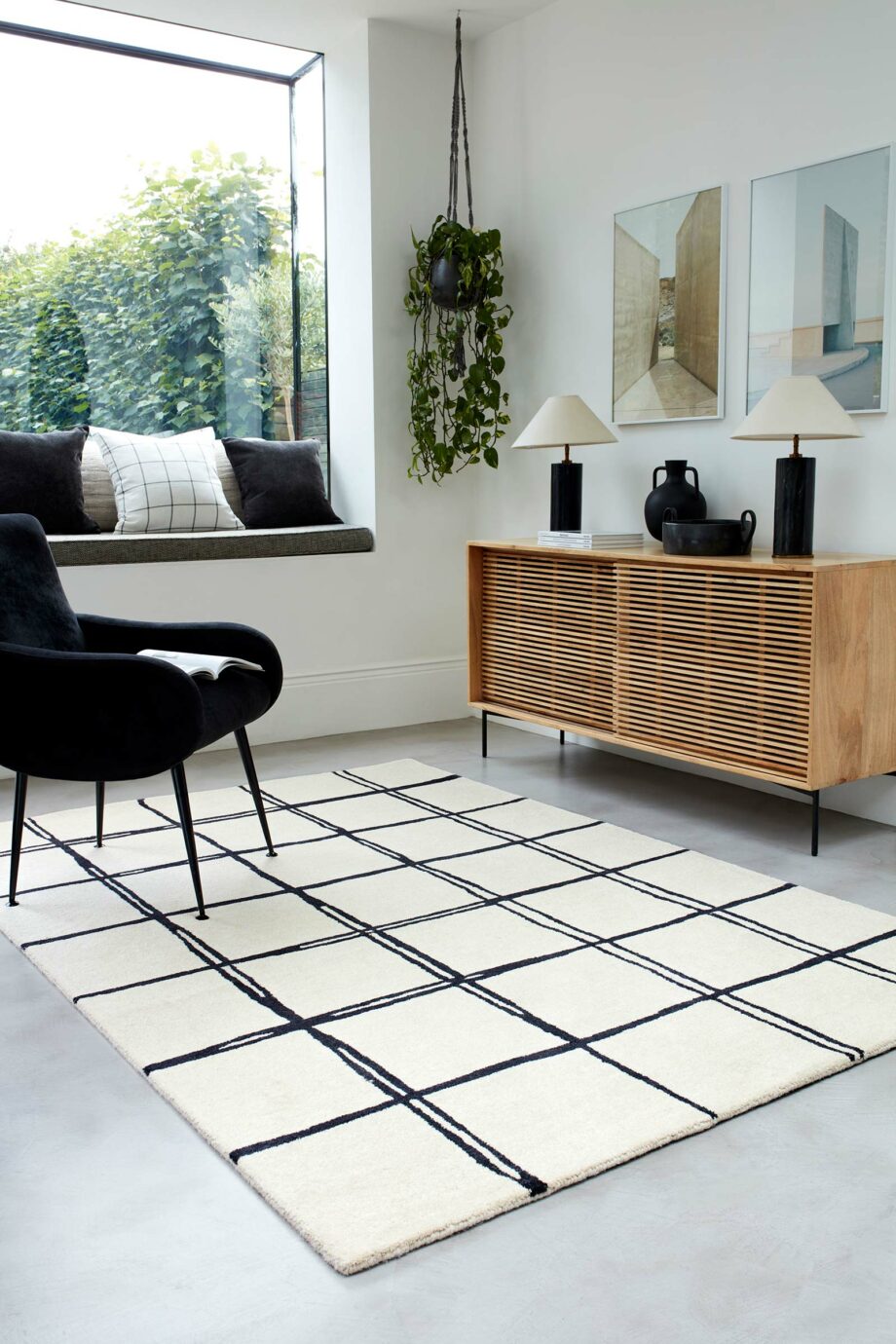 Asiatic rug Albany Grid Monochrome interior