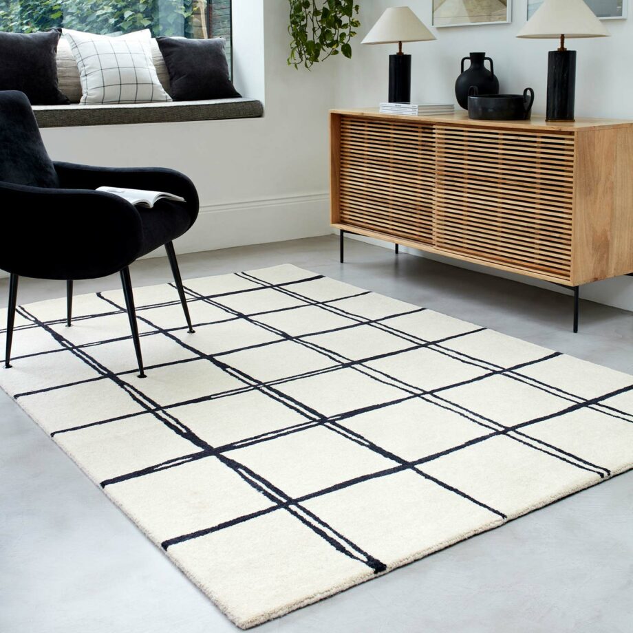 Asiatic rug Albany Grid Monochrome interior square