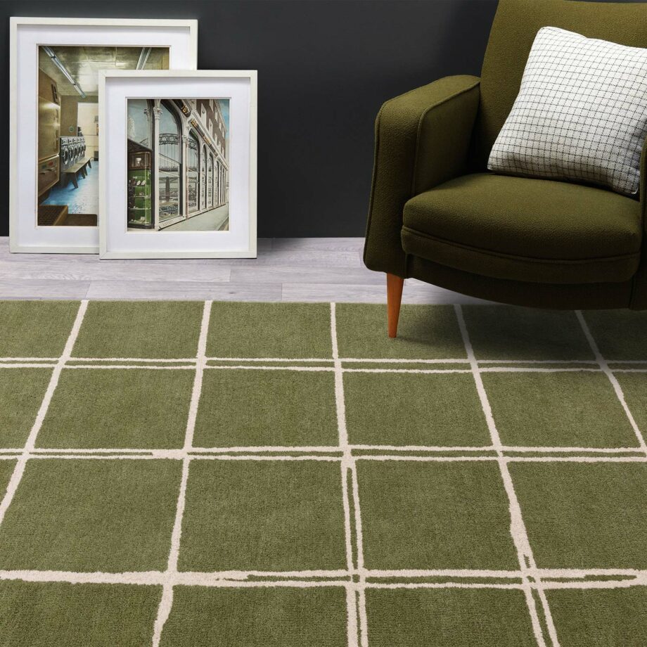 Asiatic rug Albany Grid Olive interior square