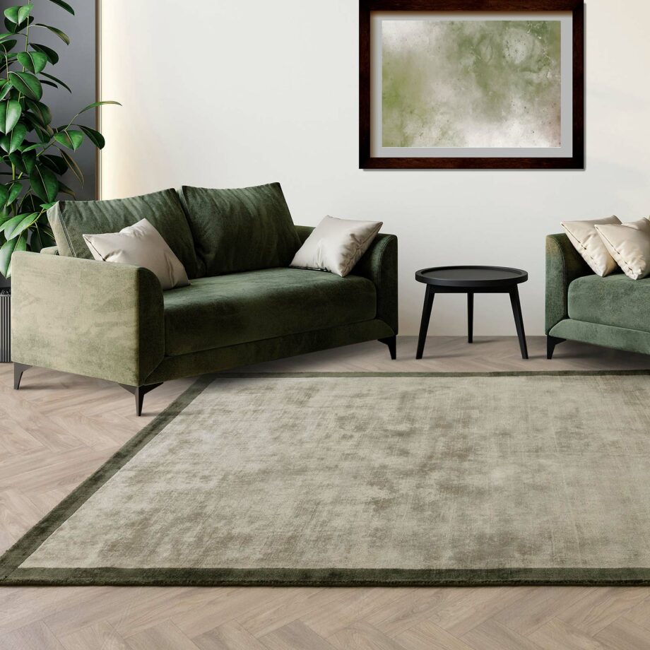 Asiatic rug Blade Border 05 Sage Olive interior square