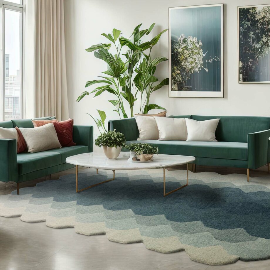 Asiatic rug Hive Teal interior square