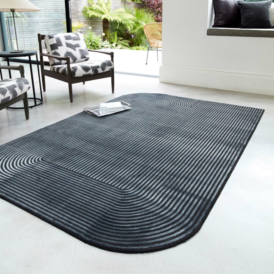 Asiatic rug Kuza Shape Black Charcoal interior square