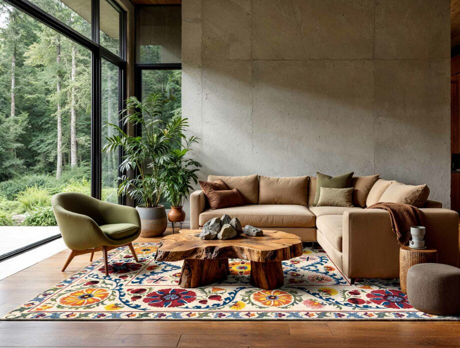 Louis De Poortere rug Antiquarian Suzani 9728 Origine Ambiance